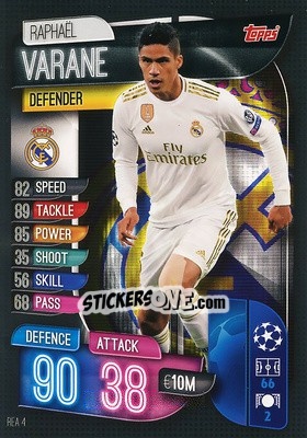 Sticker Raphaël Varane - UEFA Champions League 2019-2020. Match Attax. Germany n. REA4 - Topps