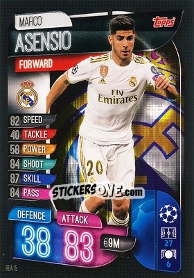 Sticker Marco Asensio - UEFA Champions League 2019-2020. Match Attax. Germany n. REA15 - Topps