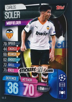 Figurina Carlos Soler - UEFA Champions League 2019-2020. Match Attax. Germany - Topps