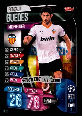 Sticker Gonçalo Guedes - UEFA Champions League 2019-2020. Match Attax. Germany n. VAL10 - Topps
