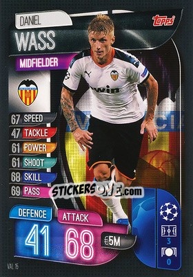Sticker Daniel Wass - UEFA Champions League 2019-2020. Match Attax. Germany n. VAL15 - Topps