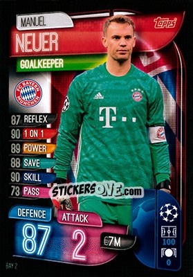 Sticker Manuel Neuer - UEFA Champions League 2019-2020. Match Attax. Germany n. BAY2 - Topps