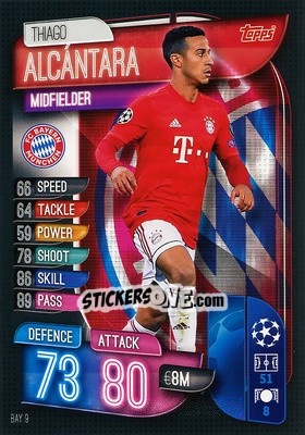 Sticker Thiago Alcántara - UEFA Champions League 2019-2020. Match Attax. Germany - Topps