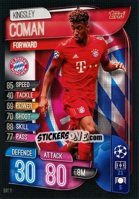 Sticker Kingsley Coman - UEFA Champions League 2019-2020. Match Attax. Germany n. BAY11 - Topps