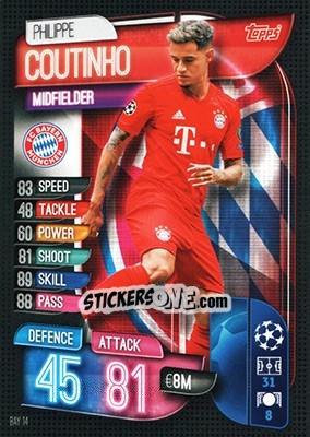Cromo Philippe Coutinho - UEFA Champions League 2019-2020. Match Attax. Germany - Topps