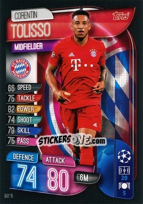 Sticker Corentin Tolisso - UEFA Champions League 2019-2020. Match Attax. Germany n. BAY15 - Topps