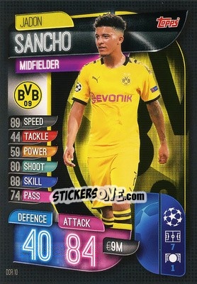 Sticker Jadon Sancho - UEFA Champions League 2019-2020. Match Attax. Germany n. BOR10 - Topps