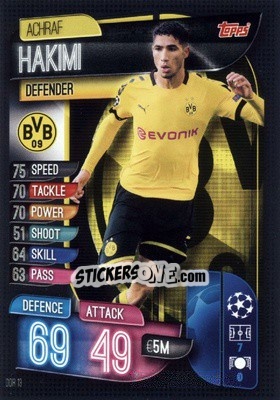 Sticker Achraf Hakimi - UEFA Champions League 2019-2020. Match Attax. Germany n. BOR13 - Topps
