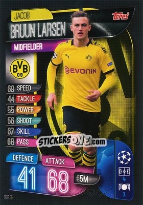Sticker Jacob Bruun Larsen - UEFA Champions League 2019-2020. Match Attax. Germany n. BOR15 - Topps