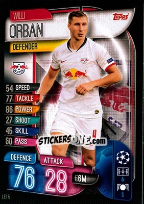 Sticker Willi Orban - UEFA Champions League 2019-2020. Match Attax. Germany n. LEI5 - Topps