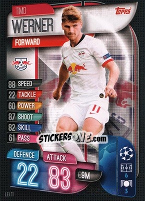 Sticker Timo Werner - UEFA Champions League 2019-2020. Match Attax. Germany n. LEI11 - Topps