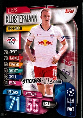 Sticker Lukas Klostermann - UEFA Champions League 2019-2020. Match Attax. Germany n. LEI14 - Topps