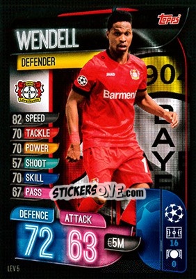 Sticker Wendell - UEFA Champions League 2019-2020. Match Attax. Germany n. LEV5 - Topps