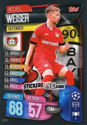 Sticker Mitchell Weiser - UEFA Champions League 2019-2020. Match Attax. Germany - Topps