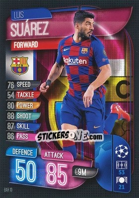 Sticker Luis Suarez - UEFA Champions League 2019-2020. Match Attax. Spain/Portugal - Topps