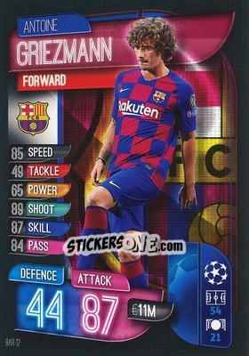 Sticker Antoine Griezmann - UEFA Champions League 2019-2020. Match Attax. Spain/Portugal - Topps