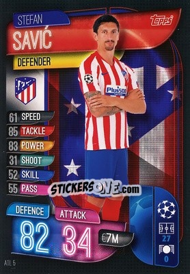 Sticker Stefan Savic - UEFA Champions League 2019-2020. Match Attax. Spain/Portugal n. ATL5 - Topps
