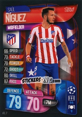 Sticker Saúl Ñíguez - UEFA Champions League 2019-2020. Match Attax. Spain/Portugal n. ATL7 - Topps