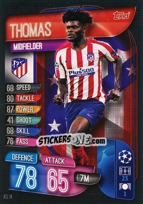 Sticker Thomas Partey - UEFA Champions League 2019-2020. Match Attax. Spain/Portugal n. ATL14 - Topps