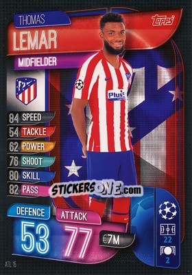 Sticker Thomas Lemar - UEFA Champions League 2019-2020. Match Attax. Spain/Portugal n. ATL15 - Topps