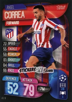 Sticker Ángel Correa - UEFA Champions League 2019-2020. Match Attax. Spain/Portugal n. ATL16 - Topps