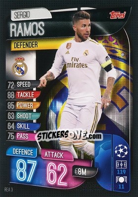 Sticker Sergio Ramos - UEFA Champions League 2019-2020. Match Attax. Spain/Portugal n. REA3 - Topps