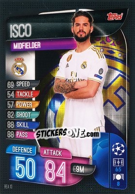 Sticker Isco - UEFA Champions League 2019-2020. Match Attax. Spain/Portugal n. REA10 - Topps