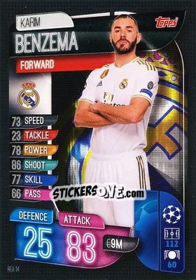 Sticker Karim Benzema - UEFA Champions League 2019-2020. Match Attax. Spain/Portugal n. REA14 - Topps