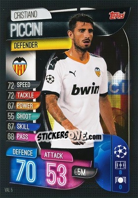 Sticker Cristiano Piccini - UEFA Champions League 2019-2020. Match Attax. Spain/Portugal - Topps