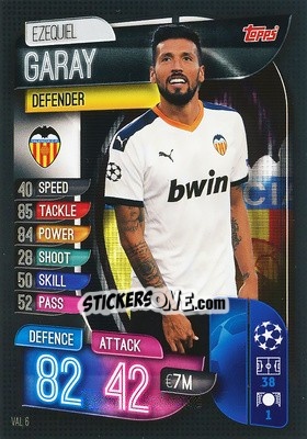 Sticker Ezequiel Garay - UEFA Champions League 2019-2020. Match Attax. Spain/Portugal n. VAL6 - Topps