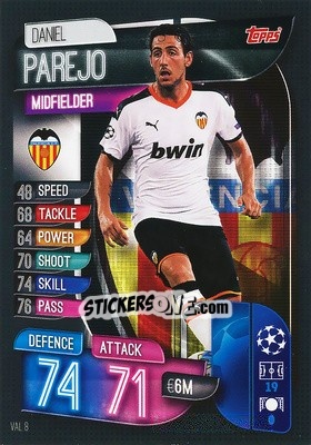 Sticker Daniel Parejo - UEFA Champions League 2019-2020. Match Attax. Spain/Portugal n. VAL8 - Topps