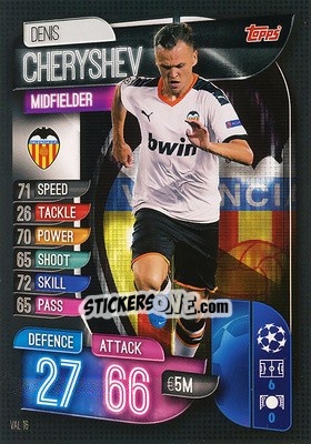 Sticker Denis Cheryshev - UEFA Champions League 2019-2020. Match Attax. Spain/Portugal n. VAL16 - Topps