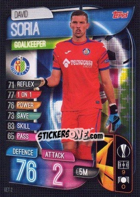 Sticker David Soria - UEFA Champions League 2019-2020. Match Attax. Spain/Portugal n. GET2 - Topps