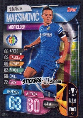 Sticker Nemanja Maksimovic - UEFA Champions League 2019-2020. Match Attax. Spain/Portugal n. GET9 - Topps