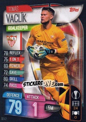 Sticker Tomas Vaclik - UEFA Champions League 2019-2020. Match Attax. Spain/Portugal - Topps