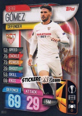 Sticker Sergi Gómez - UEFA Champions League 2019-2020. Match Attax. Spain/Portugal - Topps