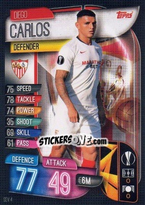 Sticker Diego Carlos - UEFA Champions League 2019-2020. Match Attax. Spain/Portugal n. SEV4 - Topps