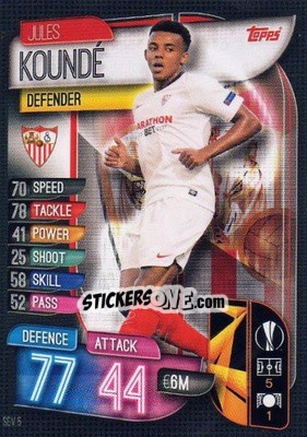 Sticker Jules Koundé - UEFA Champions League 2019-2020. Match Attax. Spain/Portugal n. SEV5 - Topps