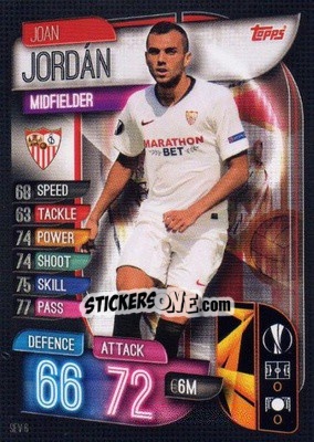 Sticker Joan Jordán - UEFA Champions League 2019-2020. Match Attax. Spain/Portugal n. SEV6 - Topps