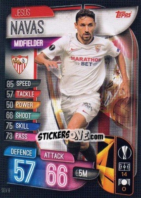 Sticker Jesús Navas - UEFA Champions League 2019-2020. Match Attax. Spain/Portugal n. SEV8 - Topps