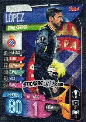 Figurina Diego López - UEFA Champions League 2019-2020. Match Attax. Spain/Portugal - Topps