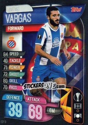 Figurina Matias Vargas - UEFA Champions League 2019-2020. Match Attax. Spain/Portugal - Topps