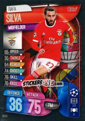 Sticker Rafa Silva - UEFA Champions League 2019-2020. Match Attax. Spain/Portugal n. BEN8 - Topps