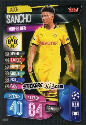 Sticker Jadon Sancho - UEFA Champions League 2019-2020. Match Attax. Spain/Portugal n. DOR10 - Topps
