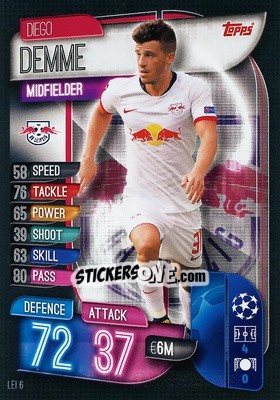 Sticker Diego Demme - UEFA Champions League 2019-2020. Match Attax. Spain/Portugal n. LEI6 - Topps