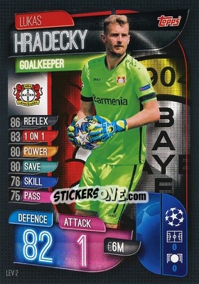 Sticker Lukas Hradecky - UEFA Champions League 2019-2020. Match Attax. Spain/Portugal n. LEV2 - Topps