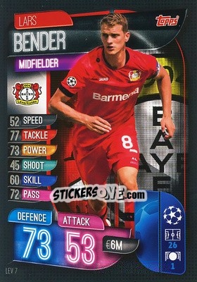 Sticker Lars Bender - UEFA Champions League 2019-2020. Match Attax. Spain/Portugal n. LEV7 - Topps
