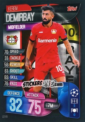 Sticker Kerem Demirbay - UEFA Champions League 2019-2020. Match Attax. Spain/Portugal n. LEV8 - Topps