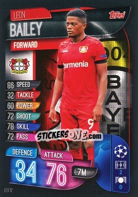 Sticker Leon Bailey - UEFA Champions League 2019-2020. Match Attax. Spain/Portugal n. LEV12 - Topps