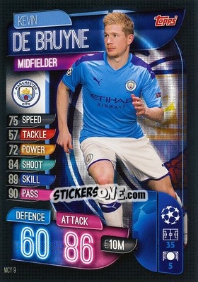 Sticker Kevin De Bruyne - UEFA Champions League 2019-2020. Match Attax. Spain/Portugal n. MCY9 - Topps